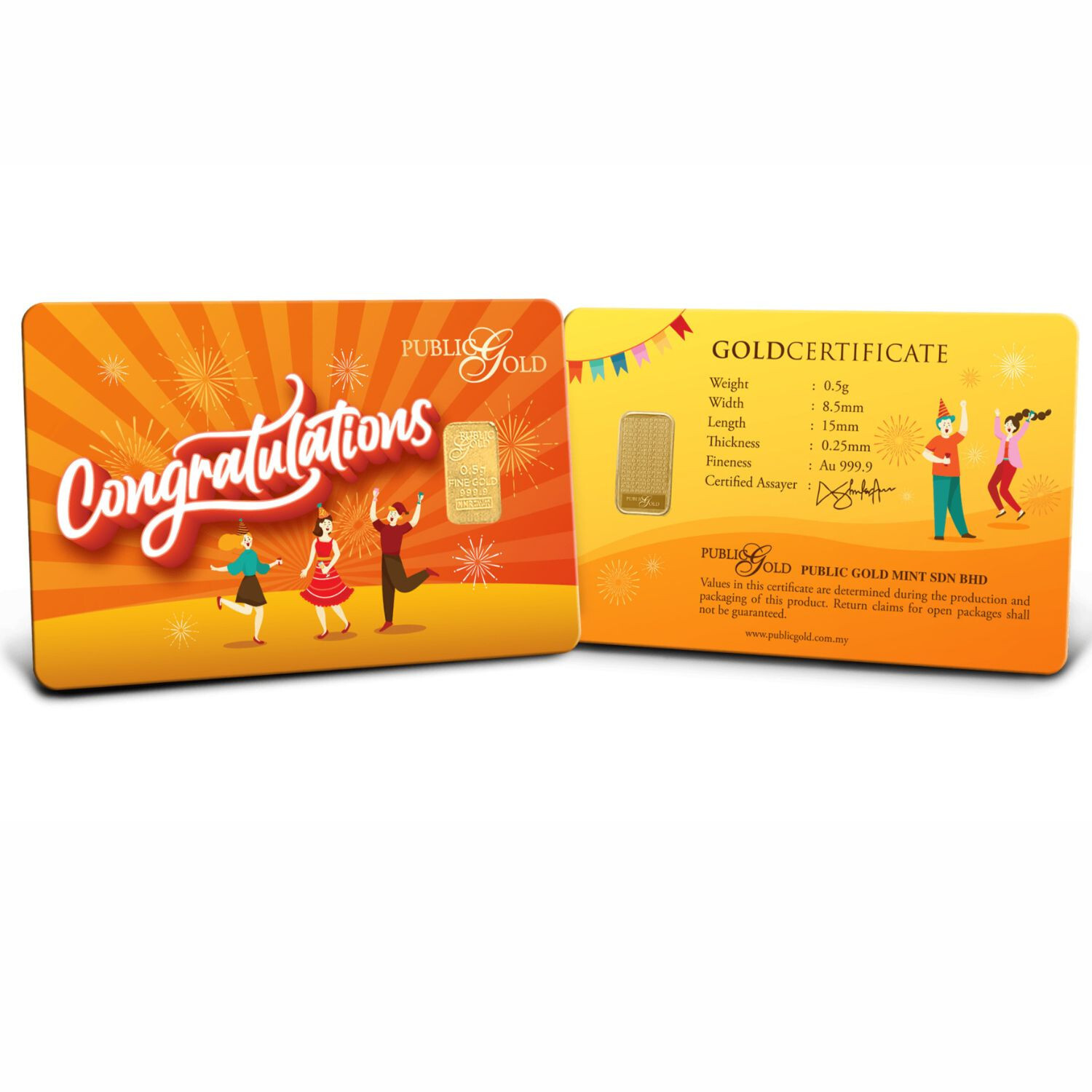 Congratulations Limited Edition Gold Bar 0.5gram 999.9 FreeShip