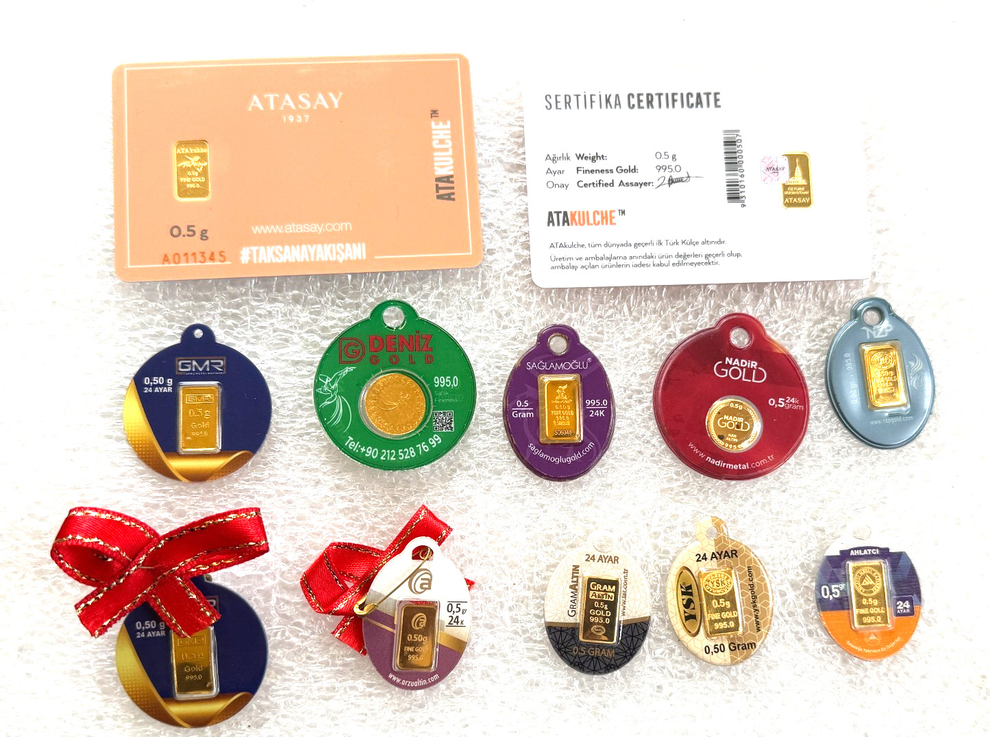 mixed 1/2 gm sealed gold bars x 1
