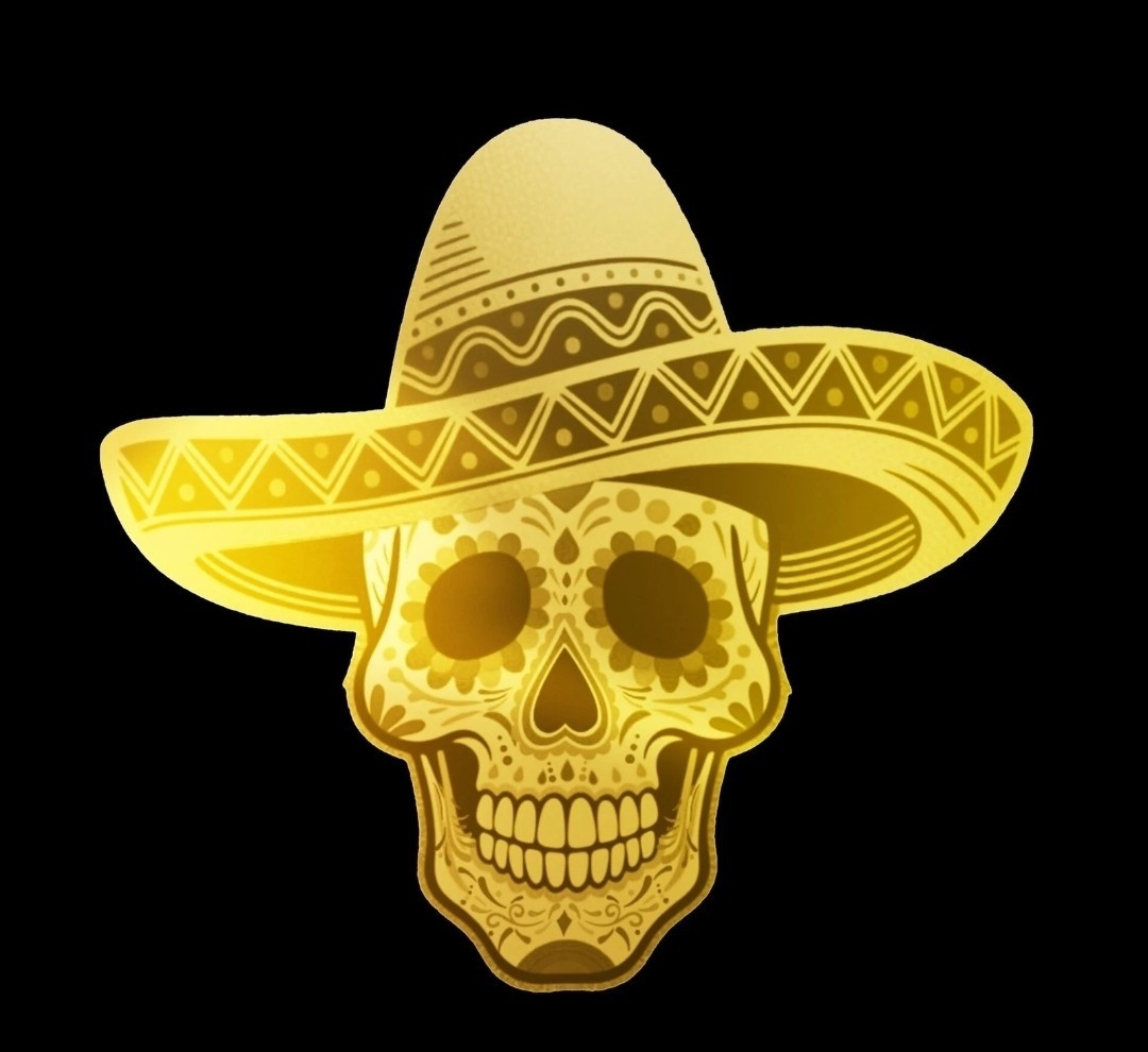 2026 Dia De Los Muertos Guitar Head Shaped 1/1000 oz .999 Fine Gold Card