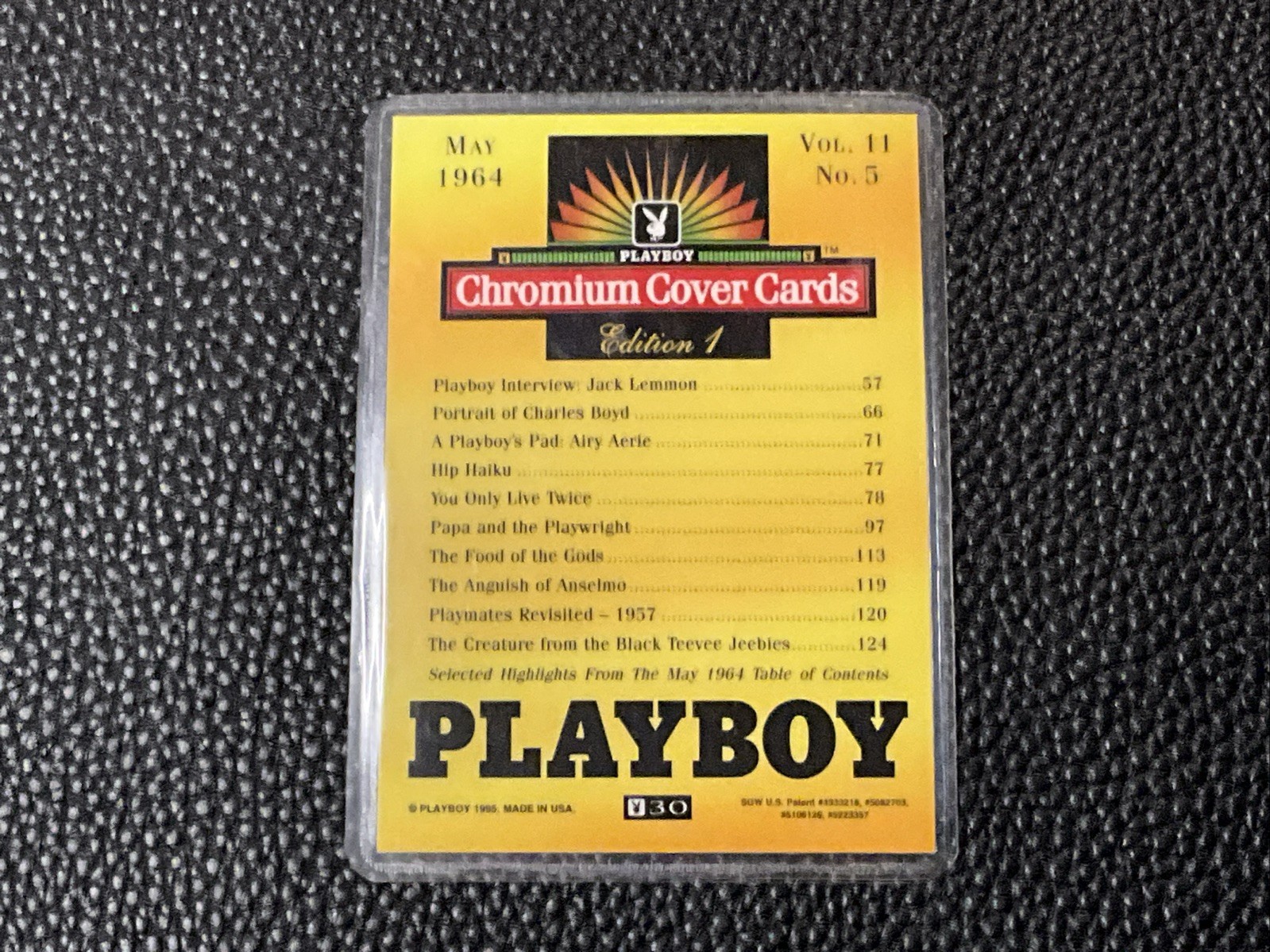 1 gram Gold CombiBar™ Valcambi Suisse .9999 Fine Gold Bar On Playboy Cover Card