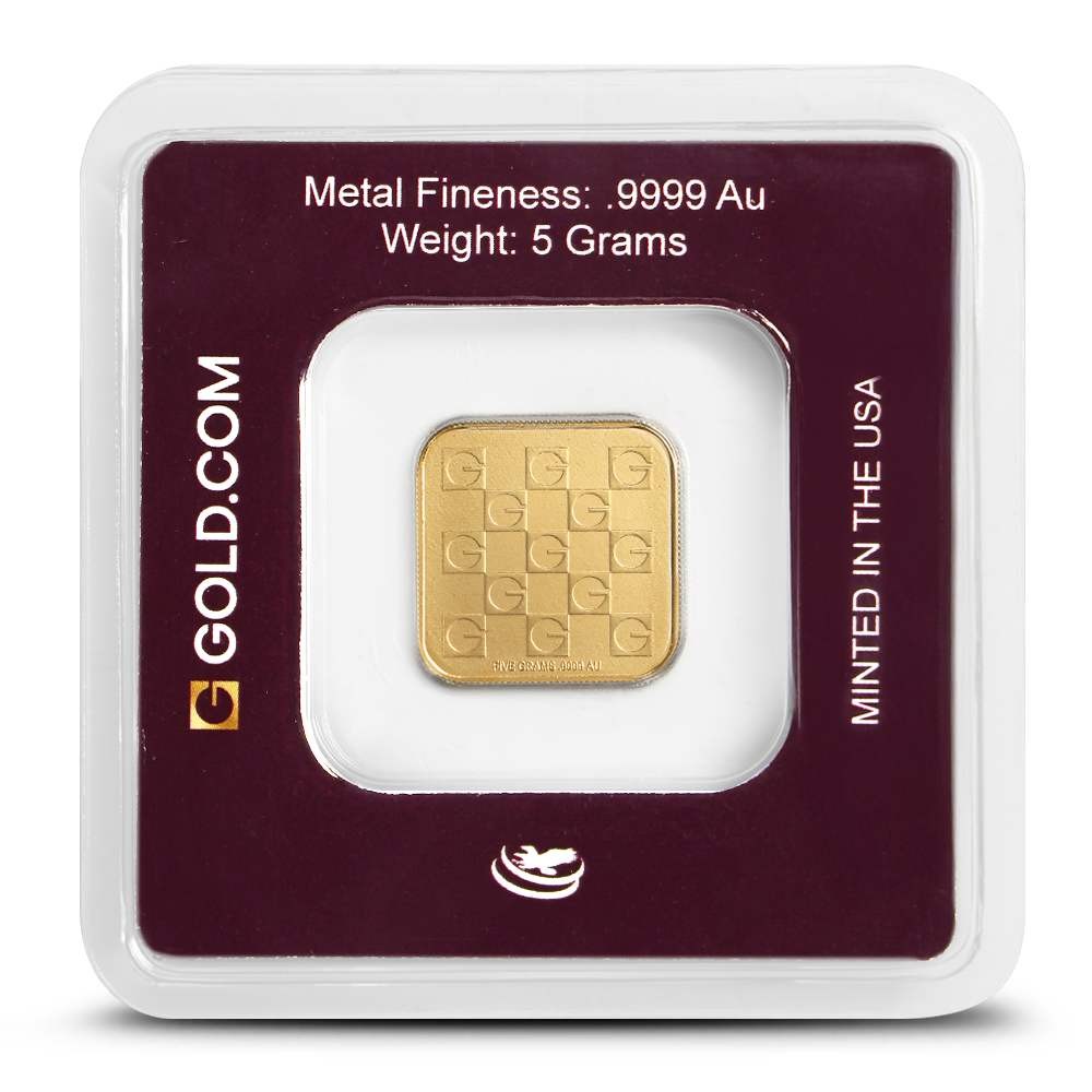 5 Gram GOLD.COM Square Gold Bar (New w/ Assay)