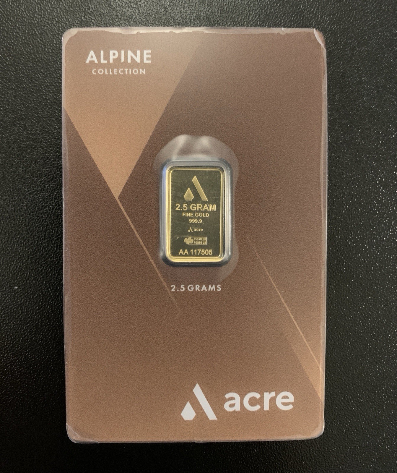 2.5 gram Gold Bar (In Assay) – Acre Gold Alpine Collection