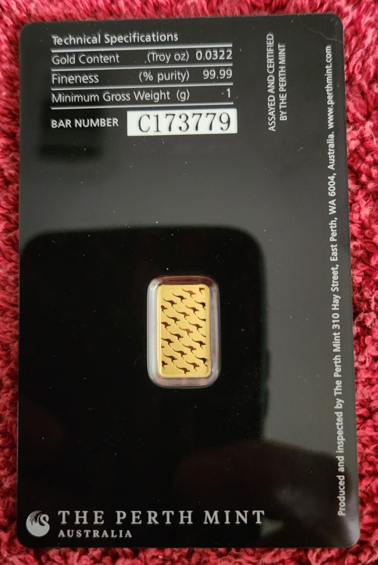 1 gram Gold Bar – Perth Mint – 99.99 Fine in Assay