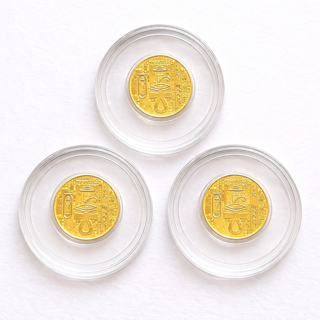 3x 1/200 oz Pure Gold Egyptian Scarab Rounds + 2x FREE 1/4000 oz Idaho Goldbacks