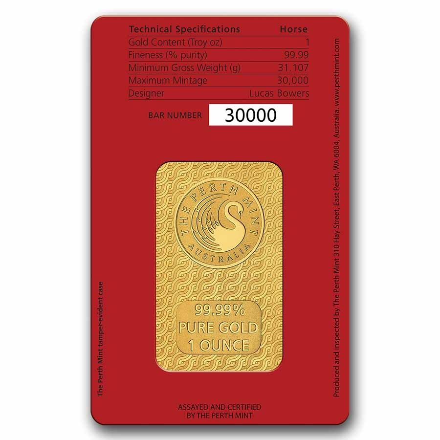 2026 1 oz Gold Bar – Perth Mint Lunar Horse (In Assay)