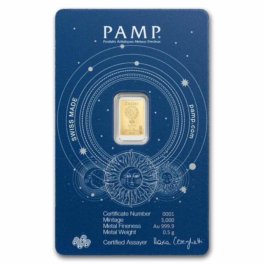 1/2 gram Gold Bar – PAMP Suisse Zodiacs: Cancer