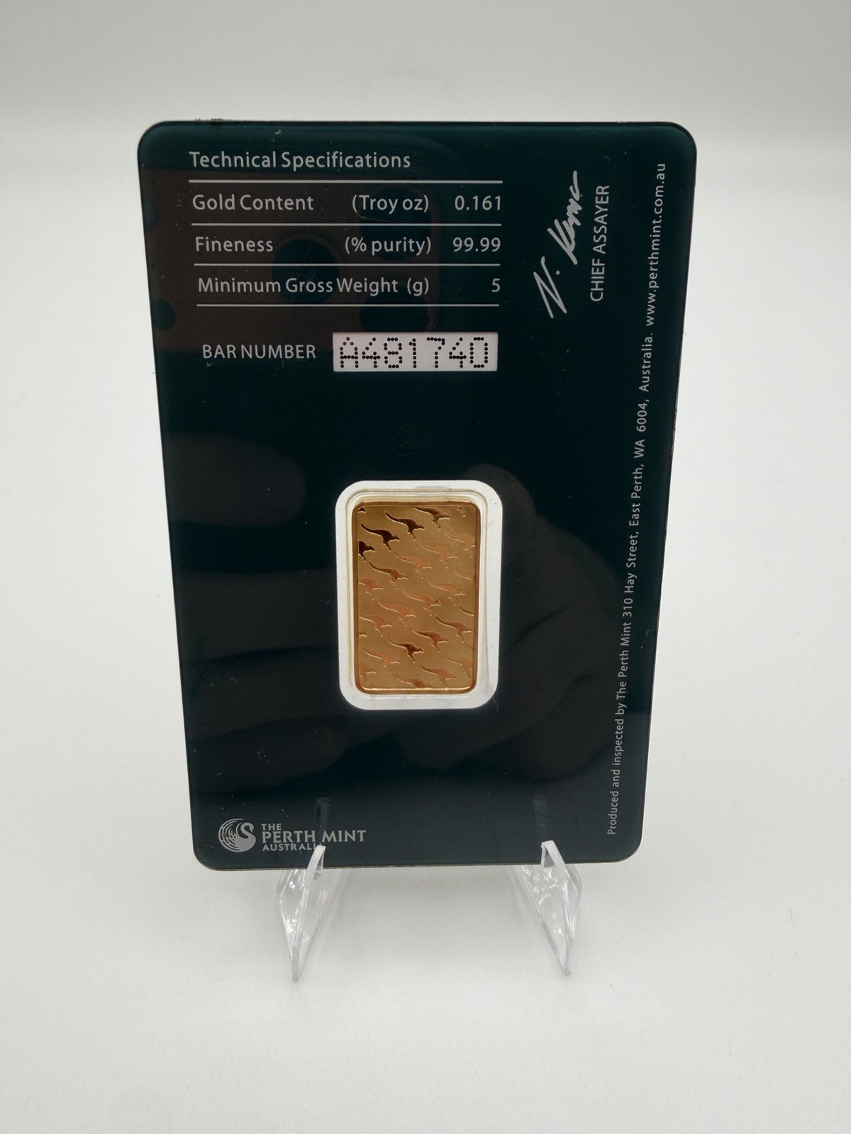 5 Gram Gold Bar Perth Mint Australia Pure 999.9 Fine Gold Bullion In Assay