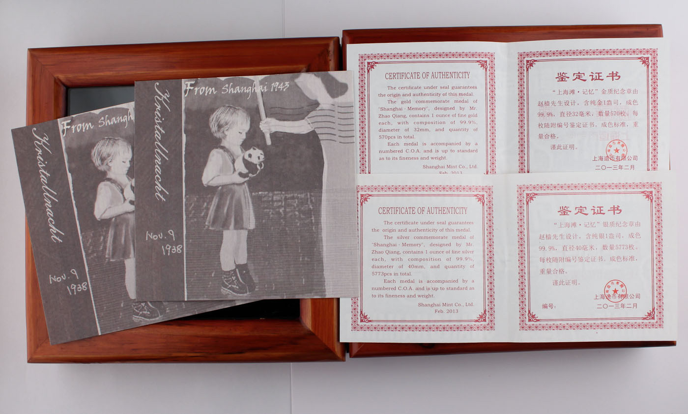 2013 China Shanghai GHETTO Memory PANDA Jewish 1 Oz Gold Silver Proof Medal Set