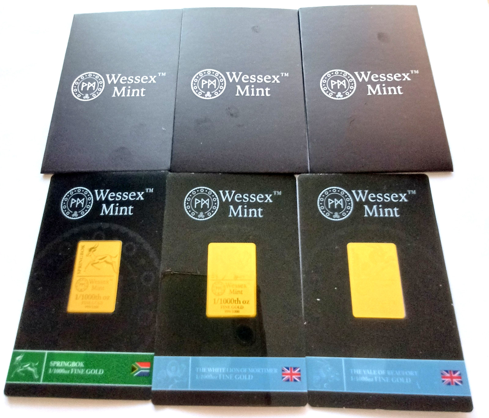 Wessex Mint 1/1000th oz x 3 Fine Gold Bars Bundle 999.9 24ct RRP £39.99 each