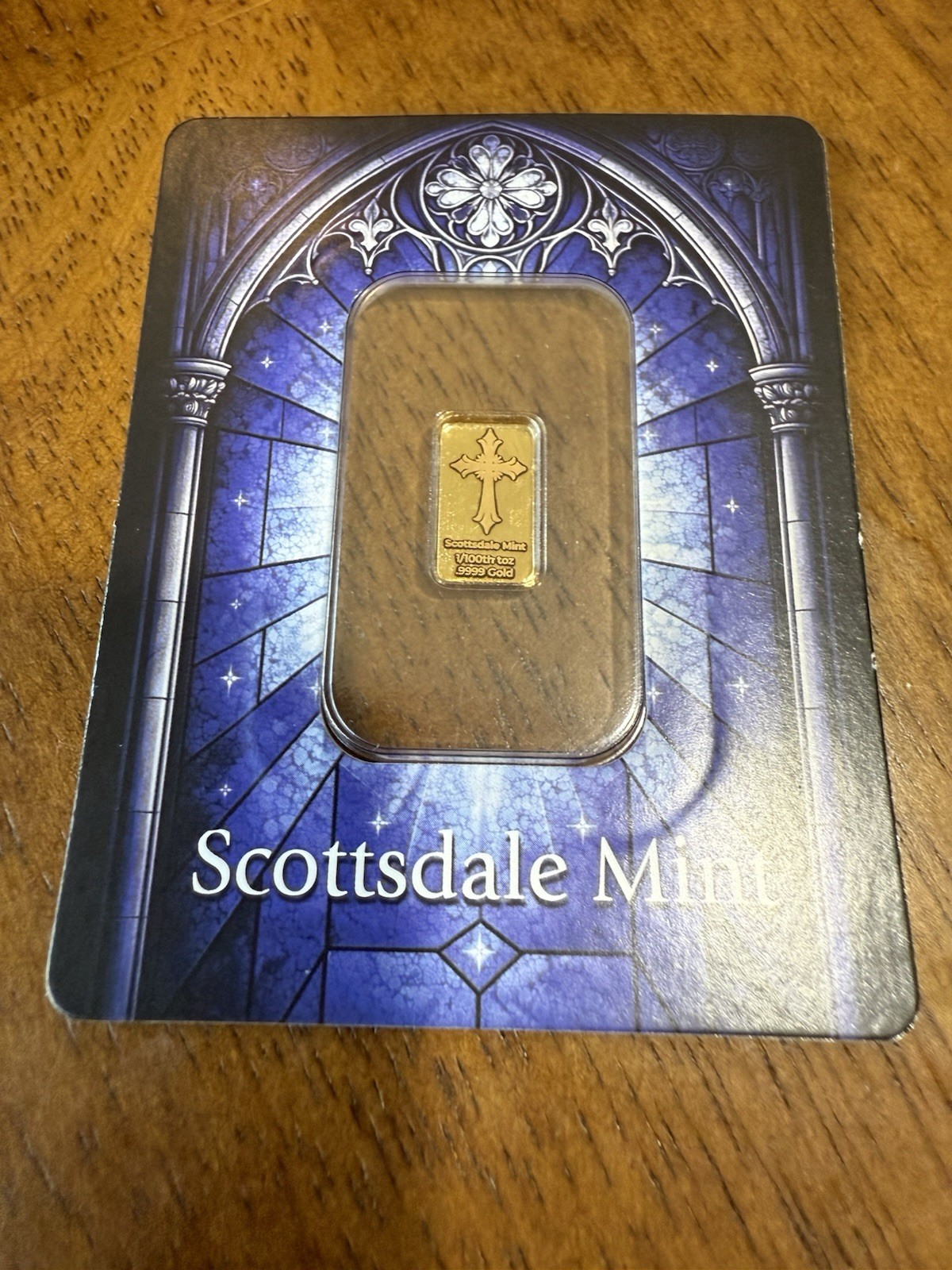 1/100th SCOTTDALE MINT EASTER CROSS GOLD BAR IN ASSAY CERTI-LOCK