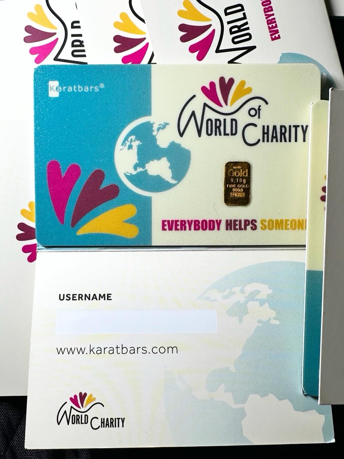 1/10 Gram 24K 999.9 Fine Gold (NADIR) Bar in sealed Certified Charity Card