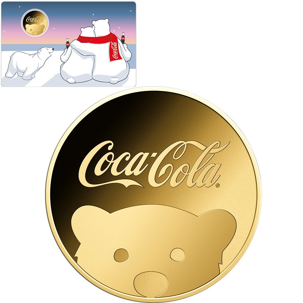 COCA COLA collection 1/1000 Oz .999 Gold 3 coin cards in Album