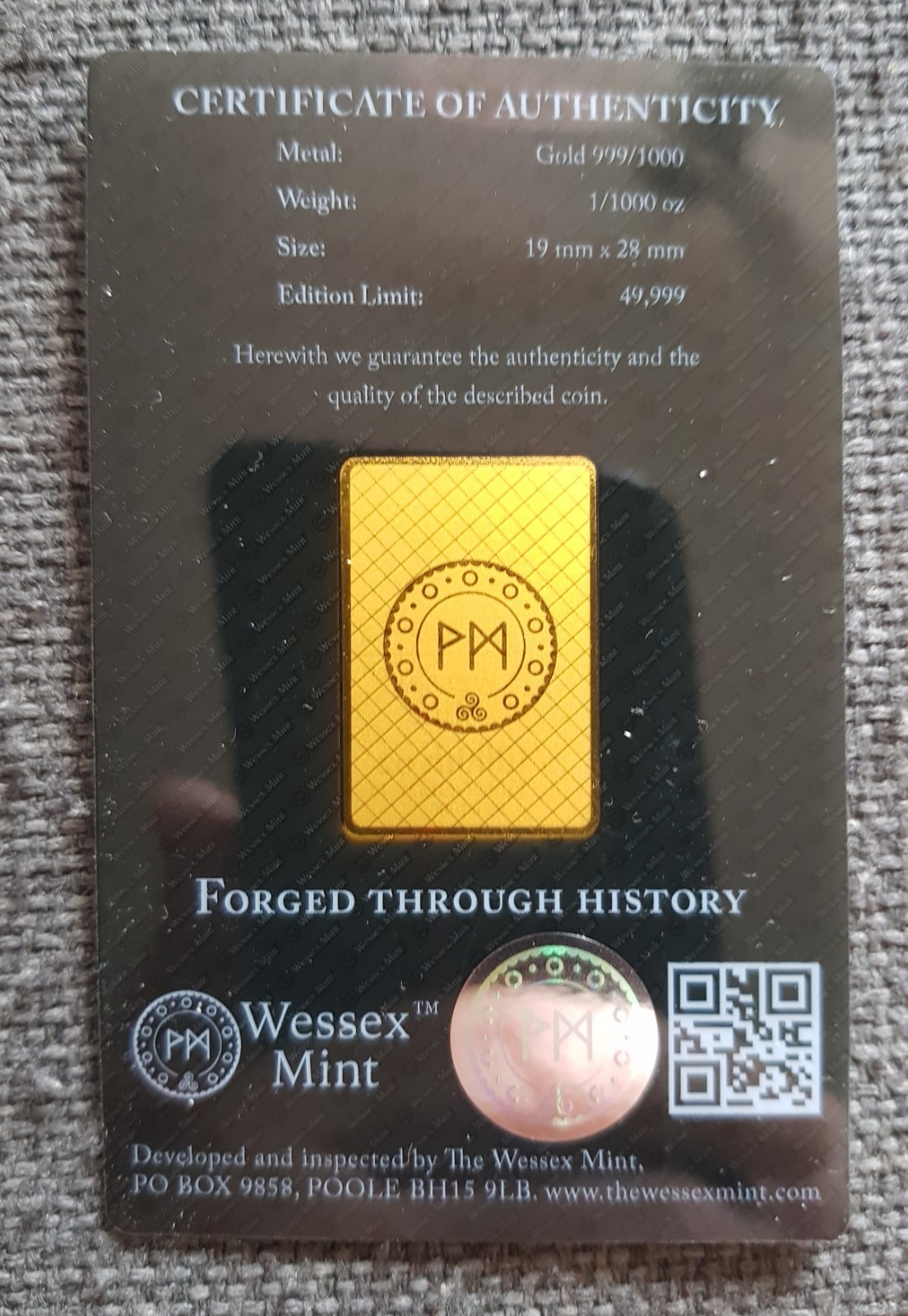 24ct Gold 1/1000 Lion of Mortimer Bar (Fractional)