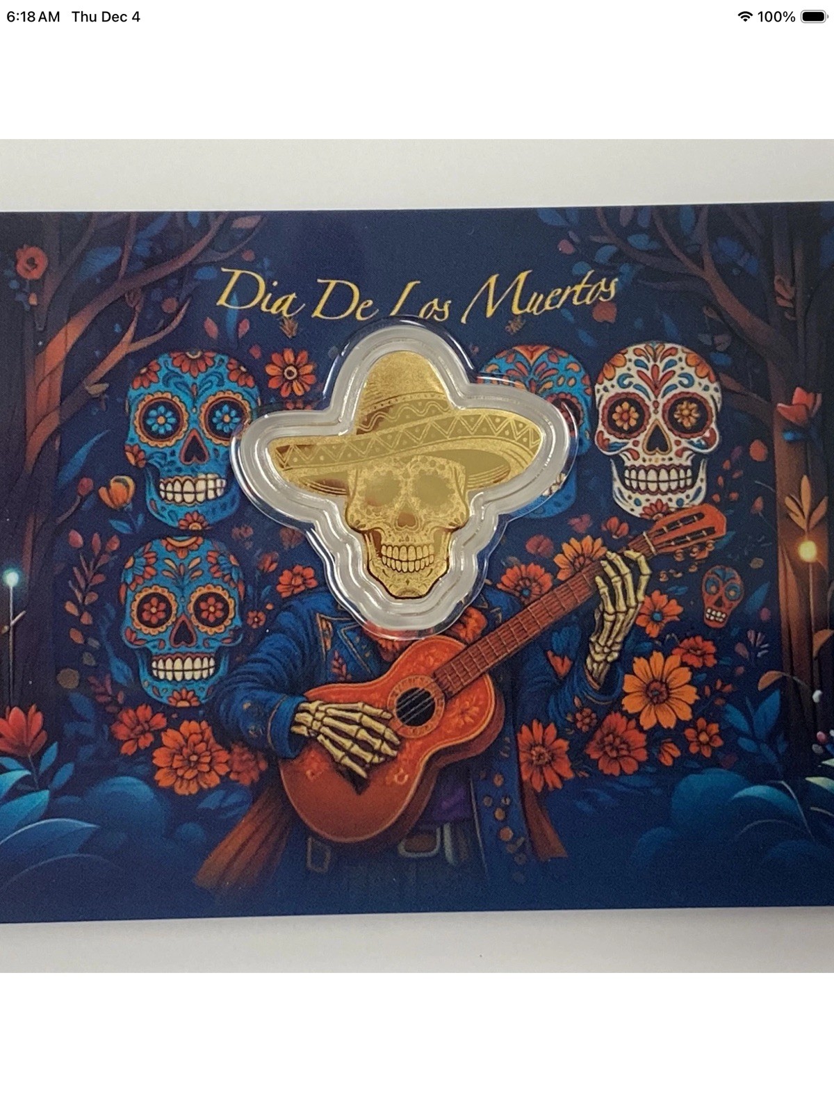 2026 Dia De Los Muertos 1/1000 oz .9999 Gold Coin In Card 💀 Limited Mintage