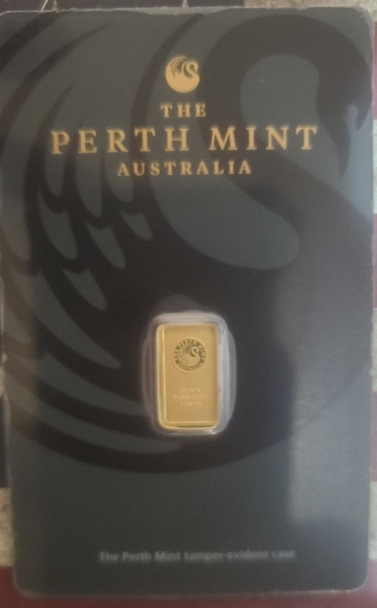 1 Gram The Perth Mint Australia Gold Bars Seq Lot of 5, 999.9 Fine in Assay