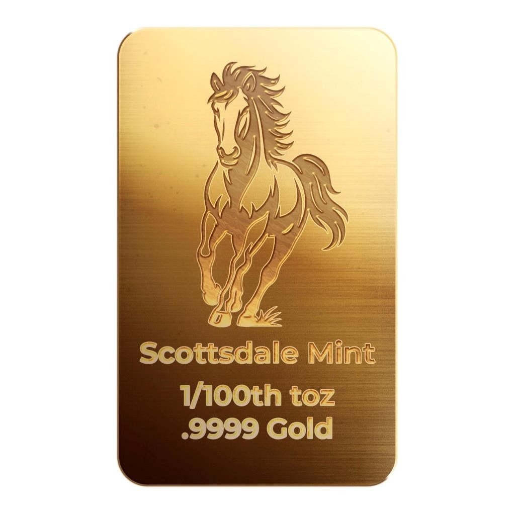 1/100 oz .9999 Gold Bar – Lunar Year of the Horse Gold Bullion Bar #A734
