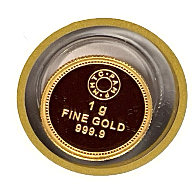 Pamp MMTC Lotus 1 Gram Gold Round – Large Card Assay
