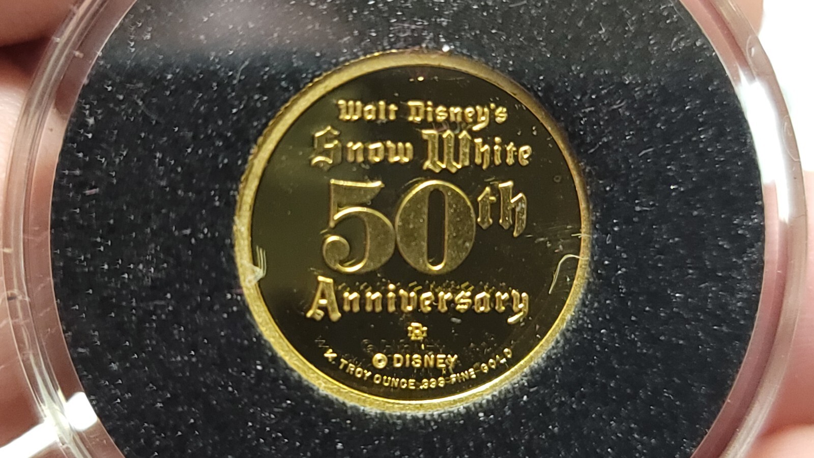1987 Disney Snow White DOPEY 1/4 oz. Gold .999 Coin 50th Anniversary w/COA & BOX