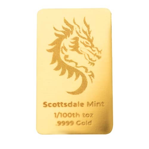 1/100 oz Scottsdale Mint Dragon Gold Bar