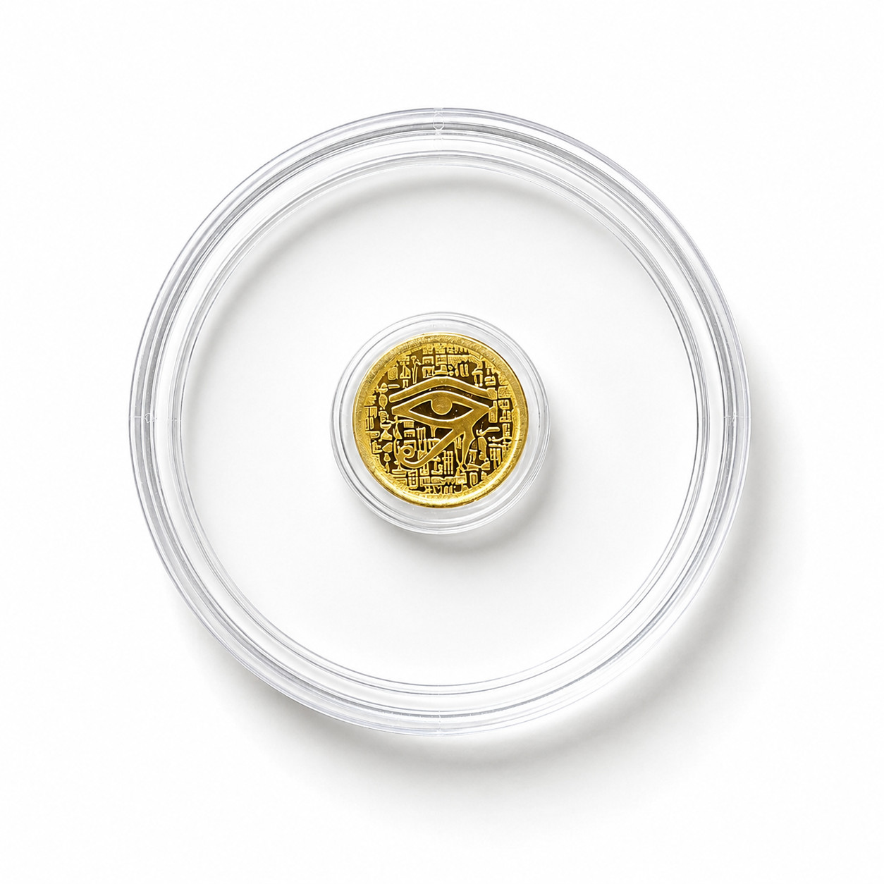1/500 Troy Oz .9999 Fine Gold Egyptian Eye of Ra Round Coin Bullion Handmade