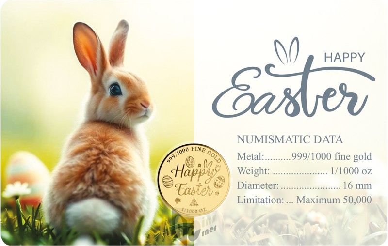 Happy Easter 1/1000 Oz 999 Gold Medal