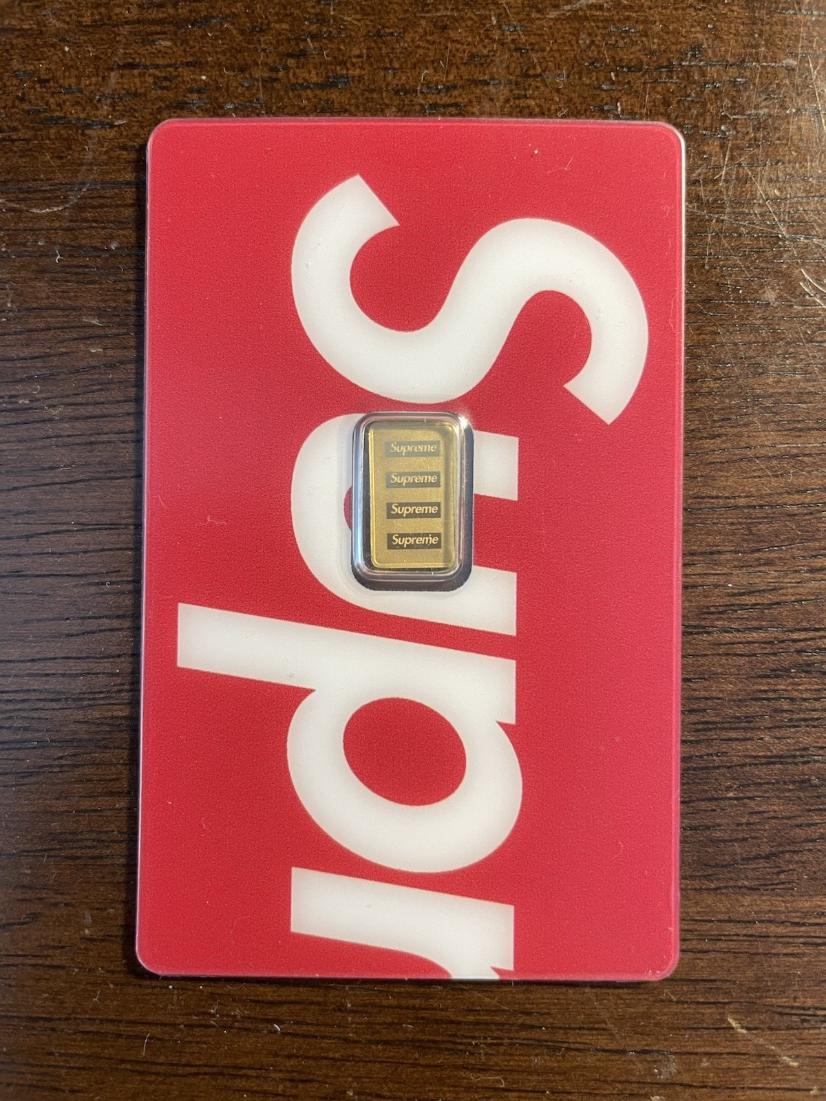 Supreme PAMP Suisse 1g Gold Bar 999.9 Fine with Assay Card