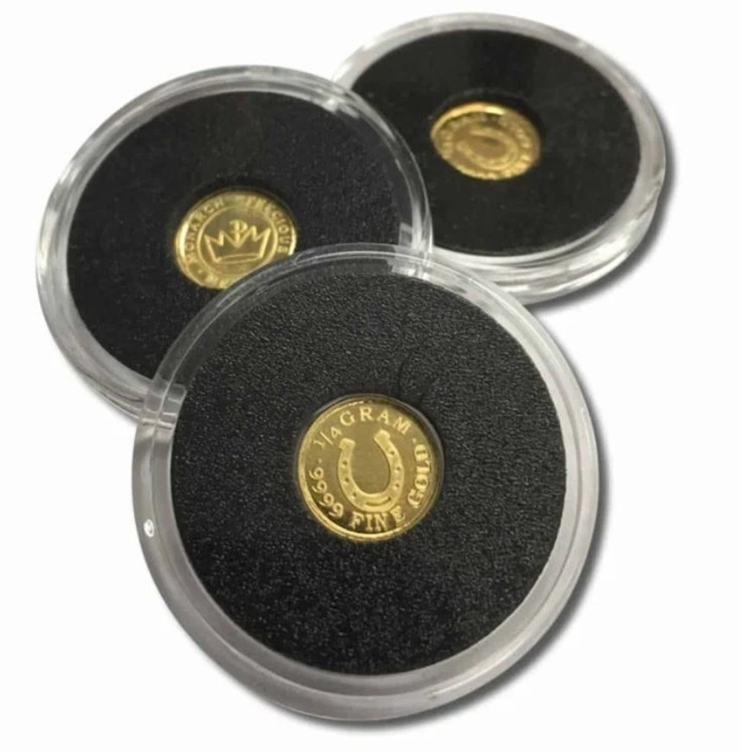 Tube 10 x .9999 Pure Gold Round Horseshoe in capsule Whole Tube Coins