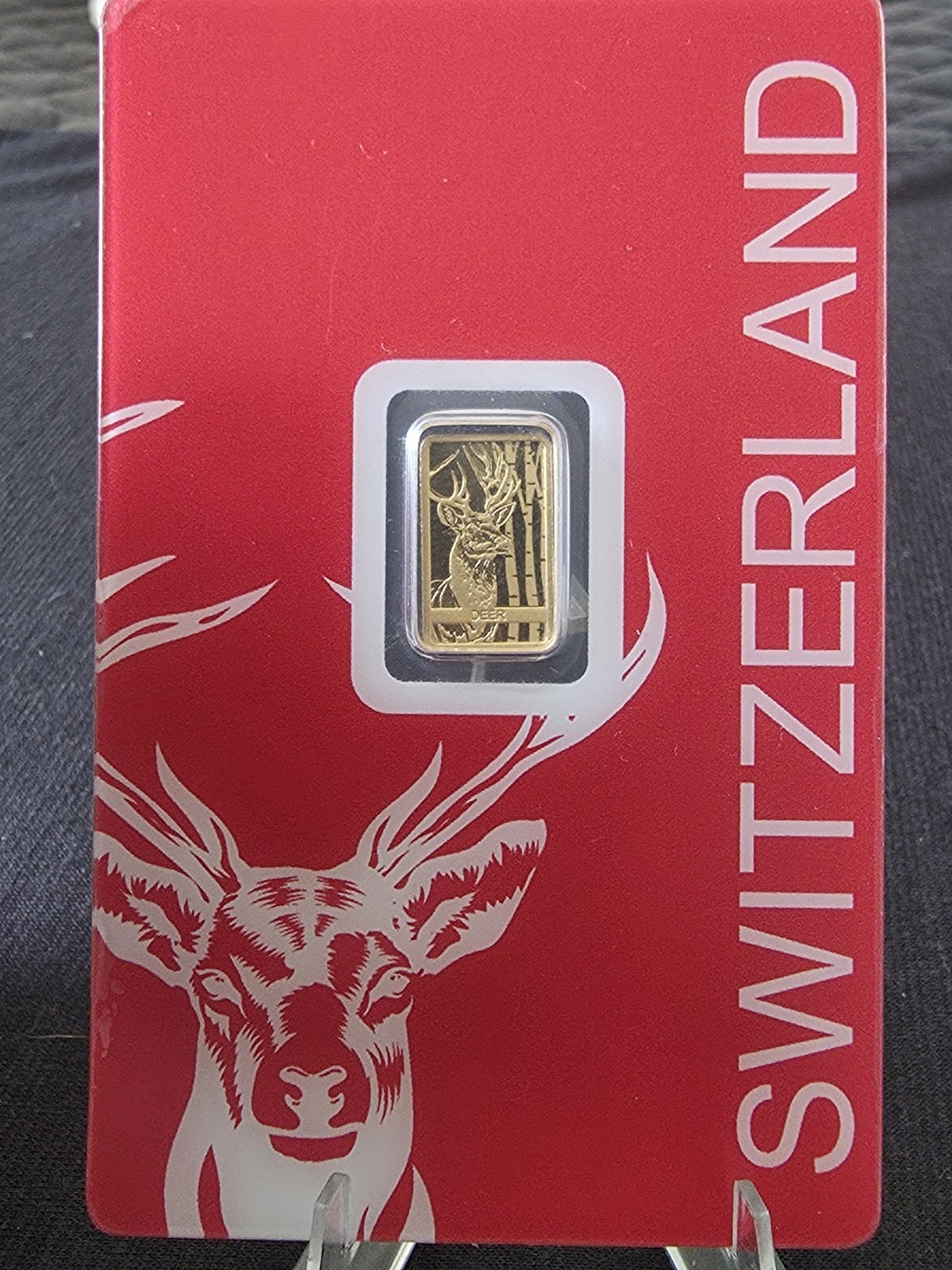 PAMP Suisse 1 Gram Gold Bar, Deer In Assay, 5000 Mintage 999.9 Pure Gold