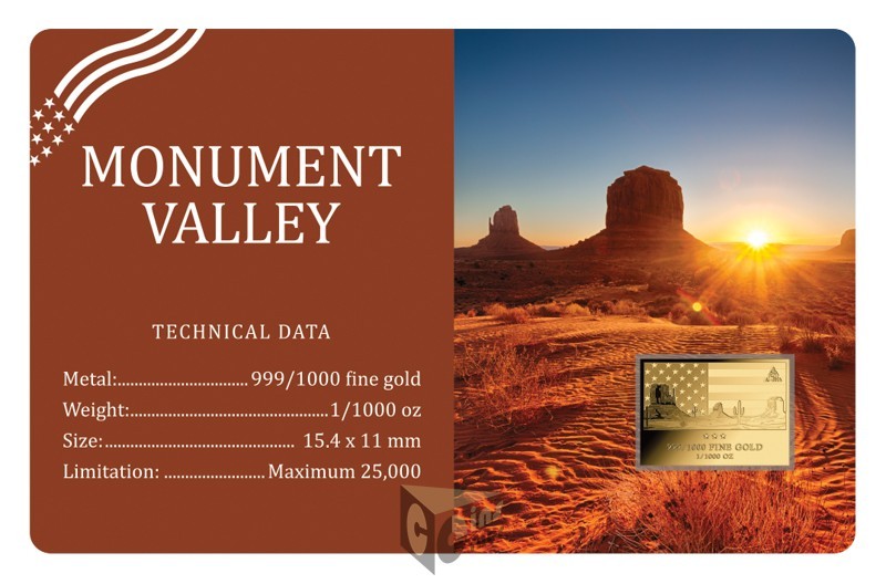 Monument Valley America Series 1/1000 Oz 999 Gold Medal