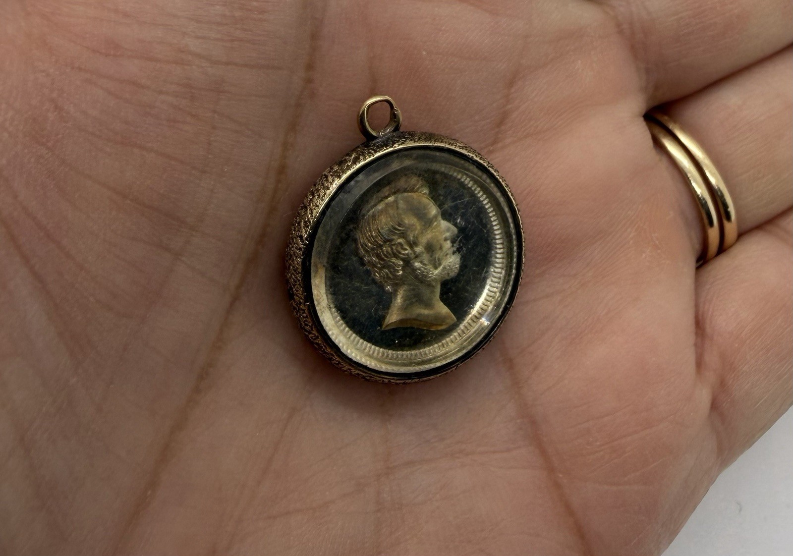 Rare and beautiful Circa 1865 Washington / Lincoln Medal / In 14k Gold Pendent