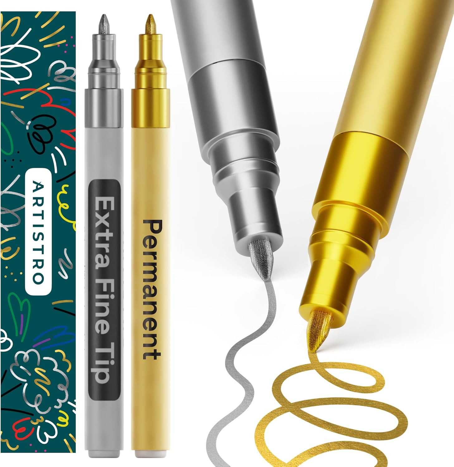 2 Gold & Silver Permanent Marker – Waterproof Markers for Tire Fabric Rocks G