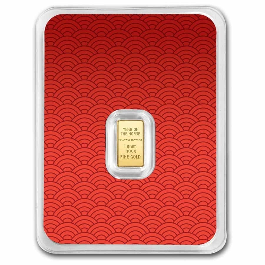 LUNAR Year of the HORSE 2026 Swiss 1 Gram .9999 Pure 24karat GOLD Bullion Bar