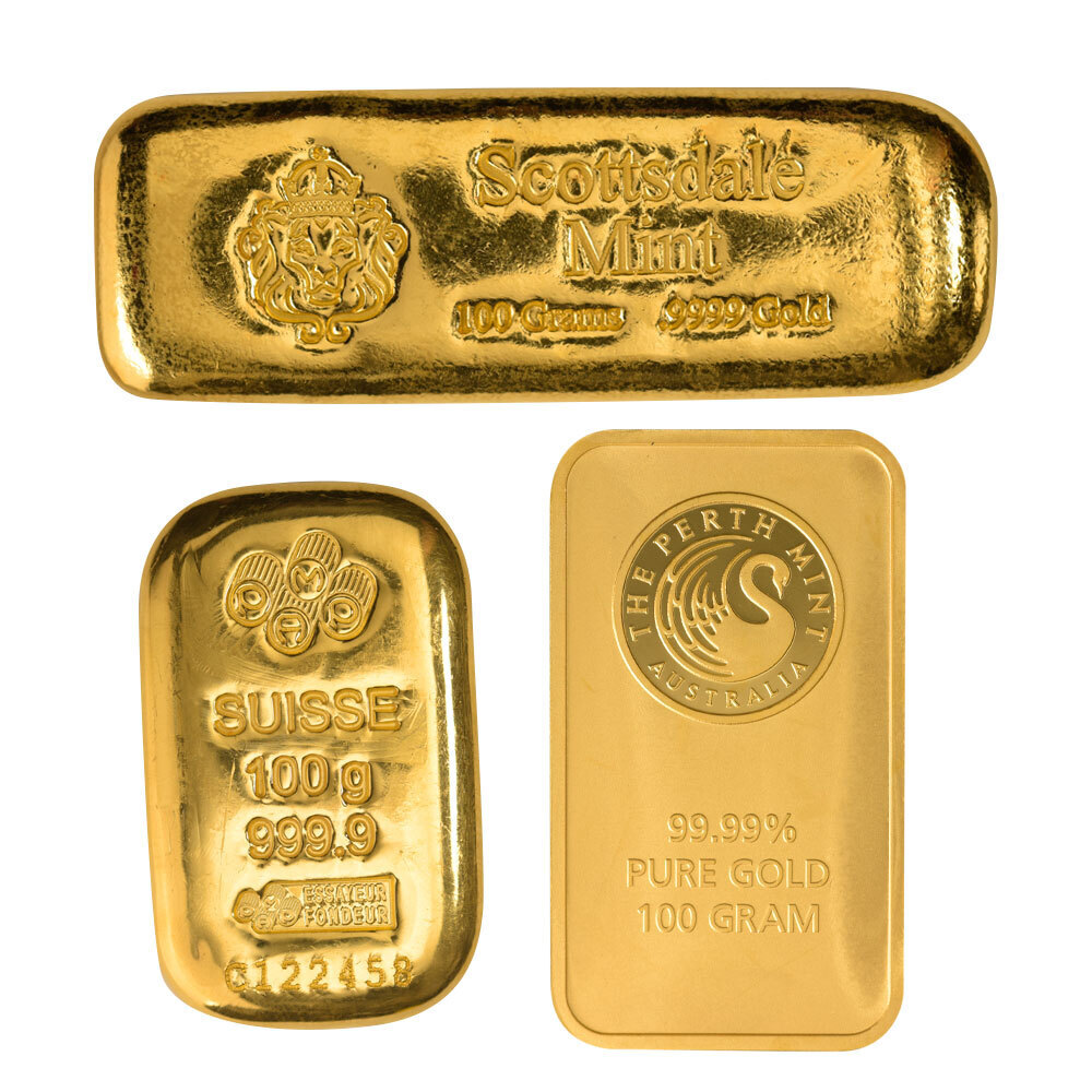 100 Gram Gold Bar (Varied Condition, Any Mint)