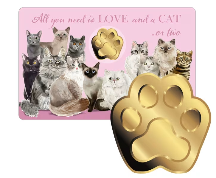 LOVE CATS 1/1000 Oz Gold .999 Coin 3000 Francs Chad 2023