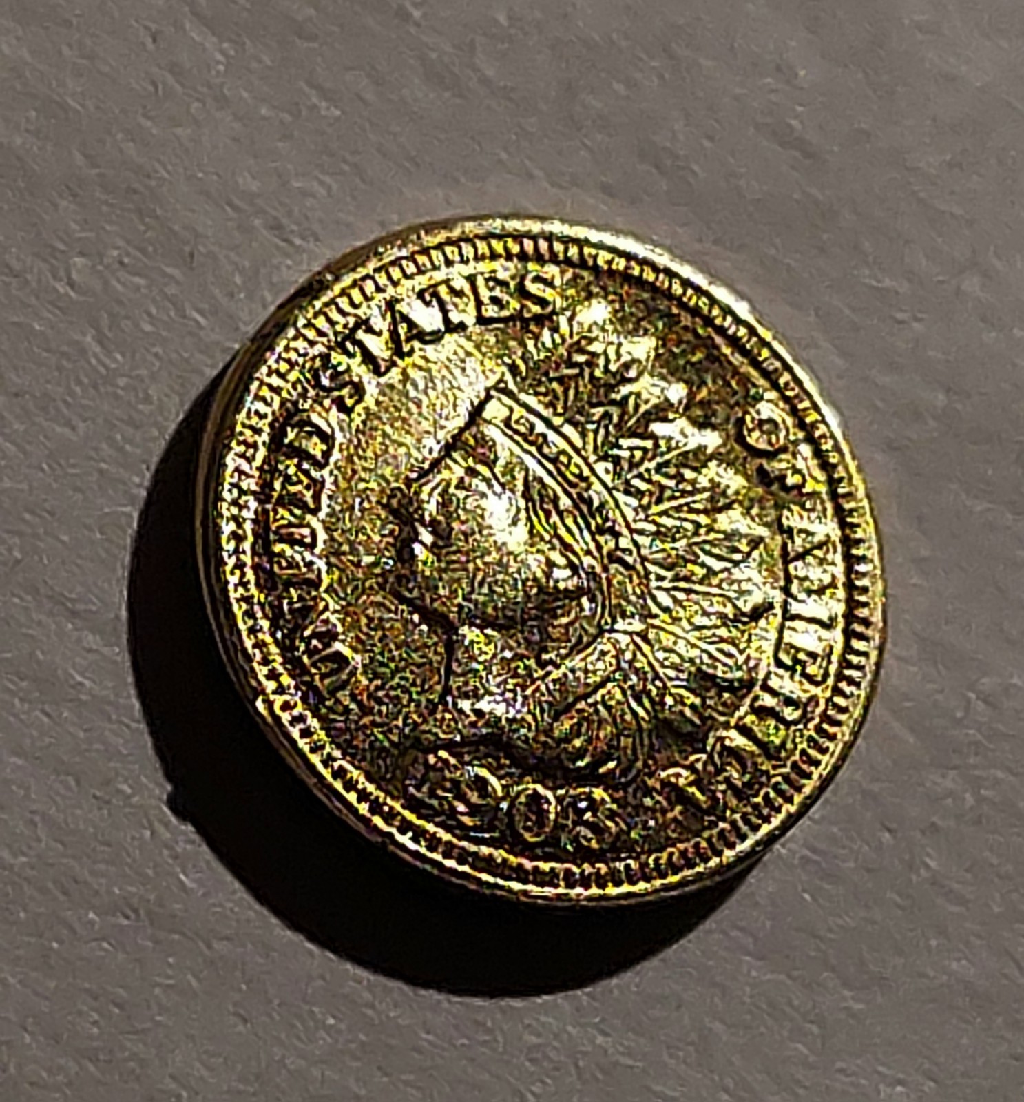 FREE 1903 Indian Head Coin Bullion 999 Fine Gold 24K Over .925 Silver Mini Coin