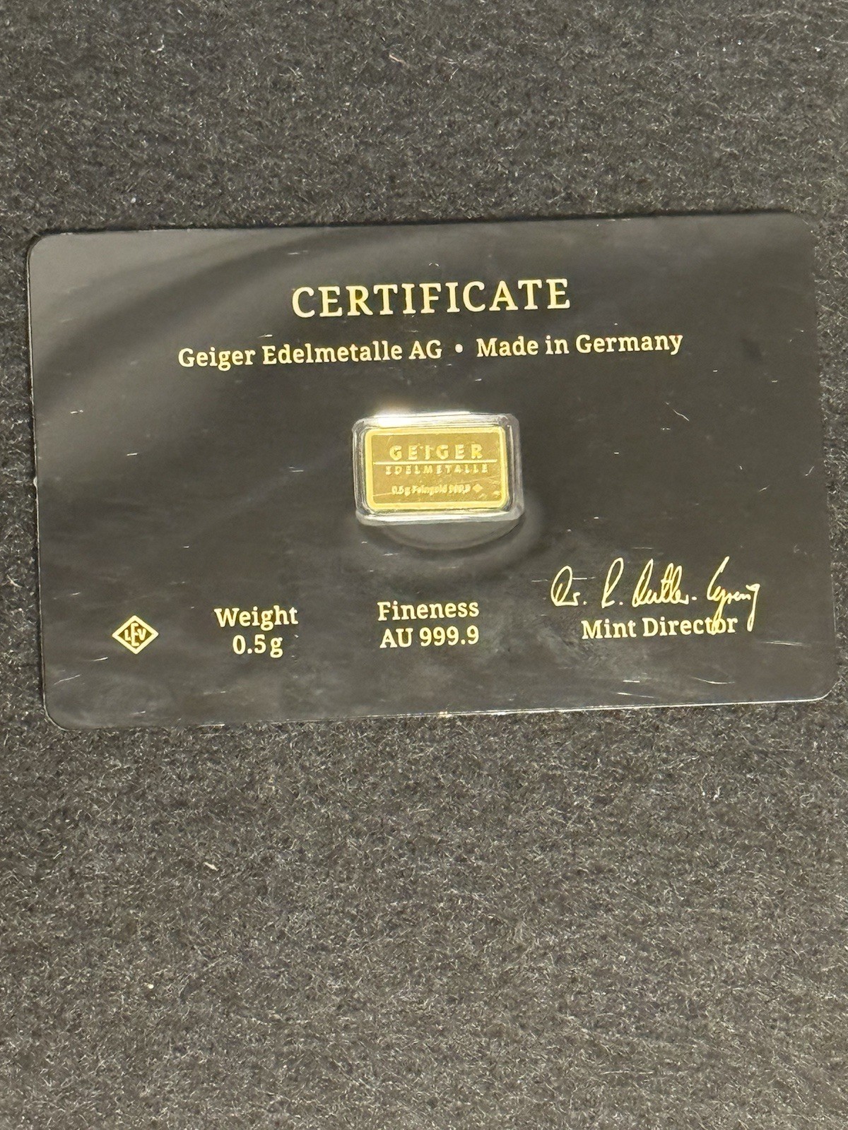 Geiger .5 Gram Gold Rare
