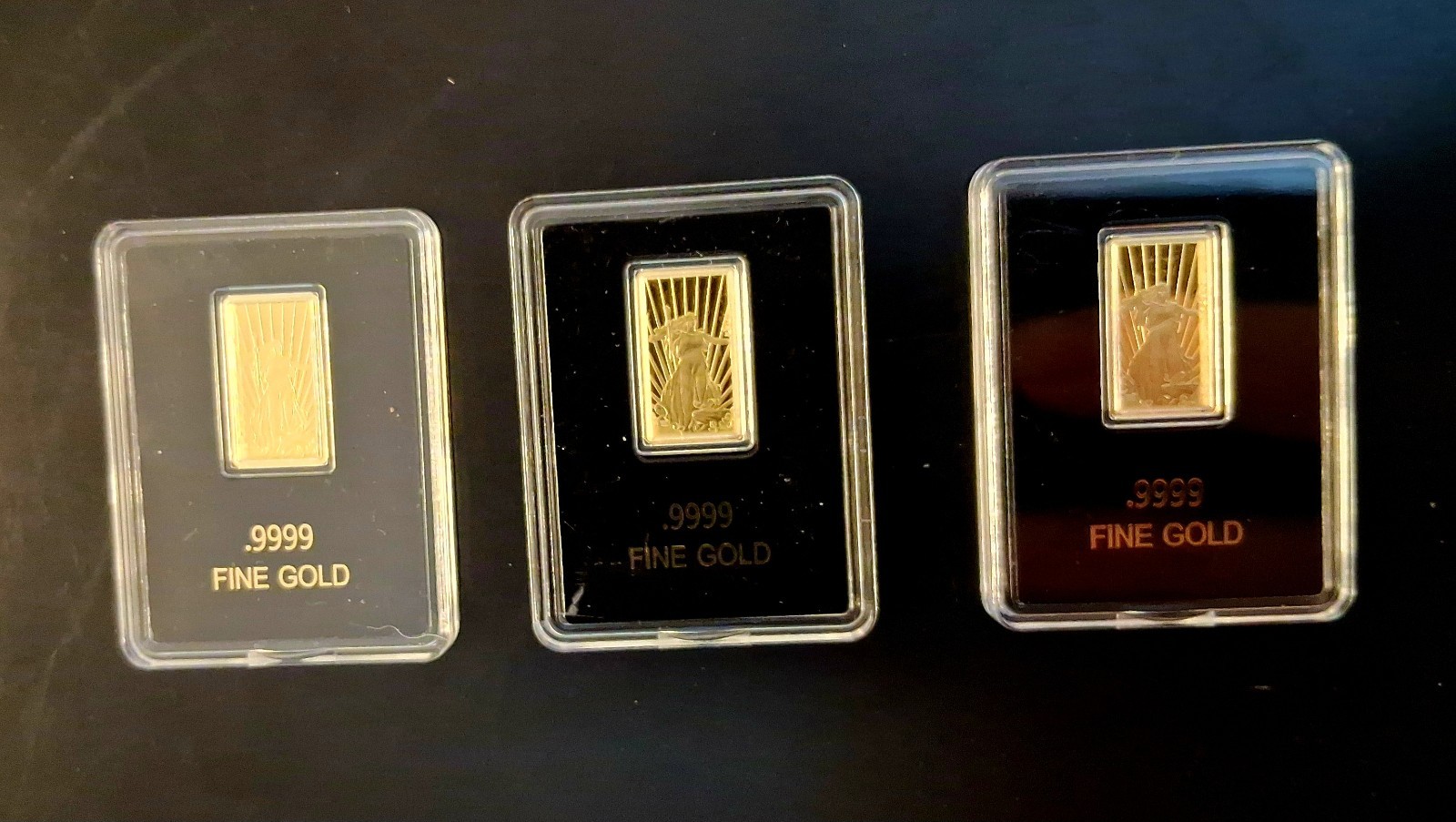 Lot of 3 Gaudens Lady Liberty Pure Gold Bar .999 Pure
