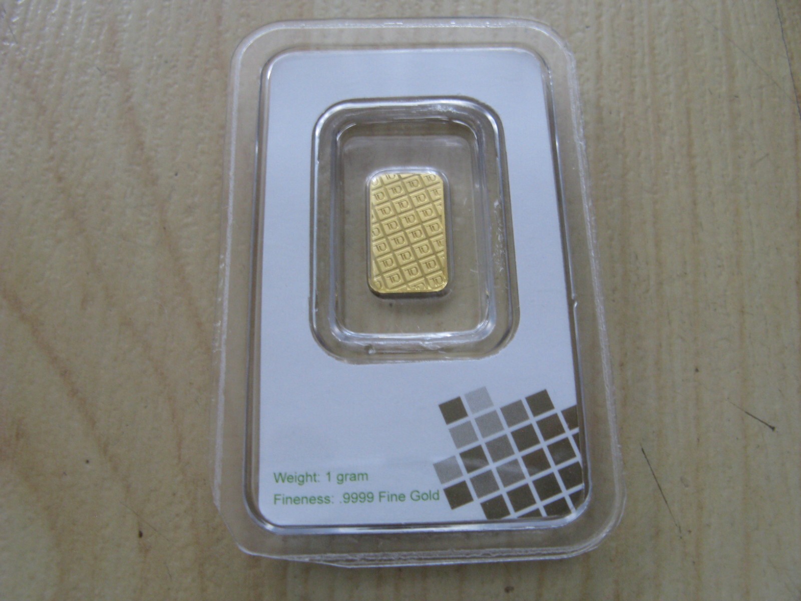 1 Gram Gold Bar TD Toronto Dominion Bank .9999 Gold 24 Karat Sealed Serial 09113