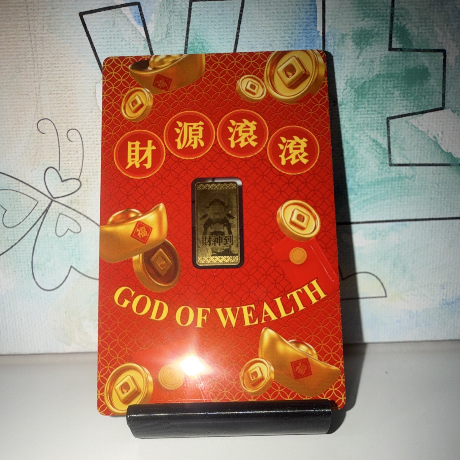 God of Wealth .999 Fine Gold Bar 1/1000 oz Proof in Red Card