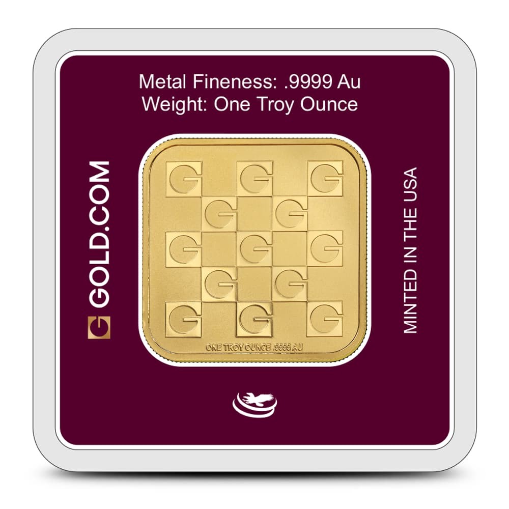 1 oz GOLD.COM Square Gold Bar (New w/ Assay)
