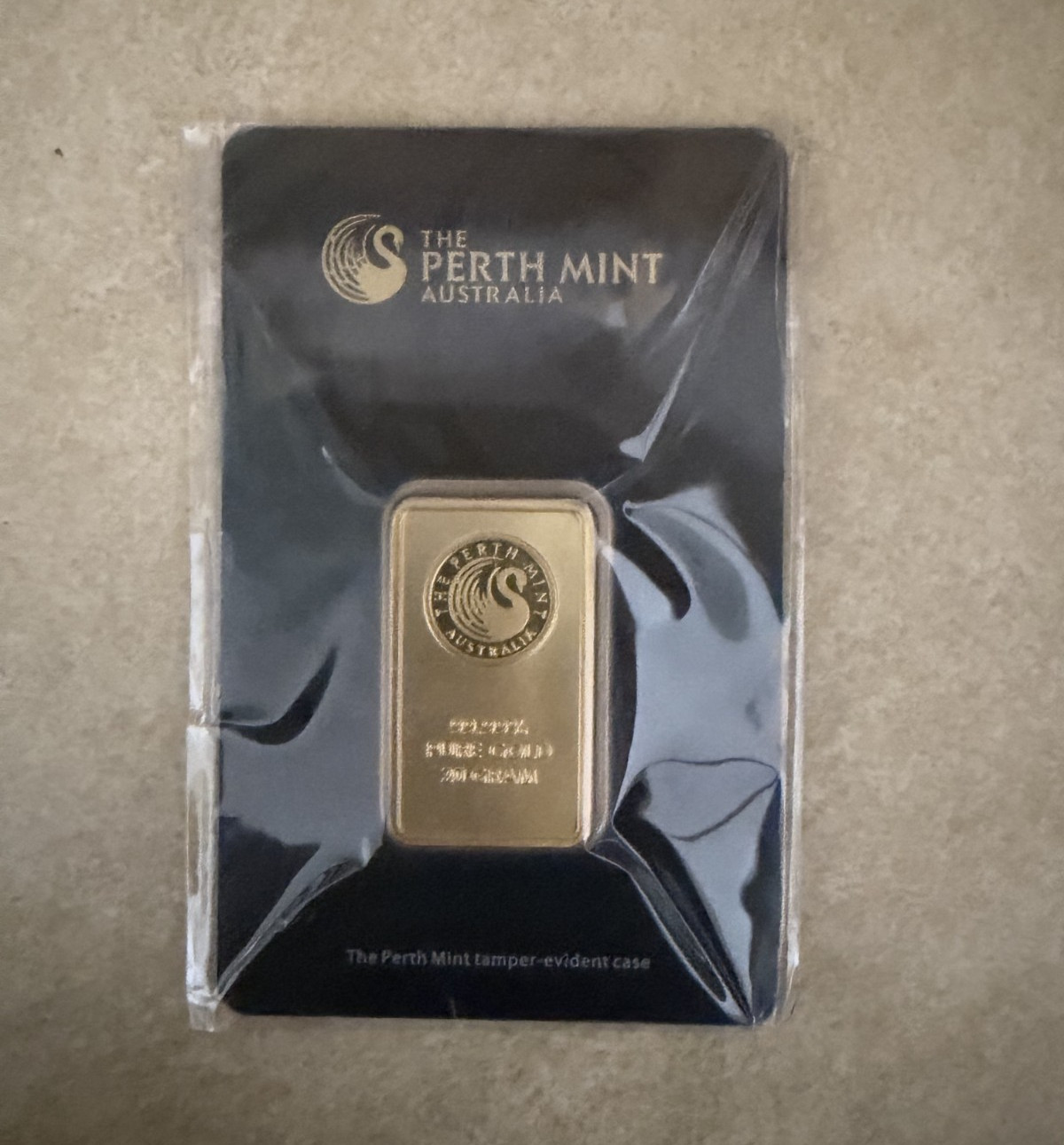 The Perth Mint 1 oz Gold Bar 0.9999 Fine in Tamper-Evident Assay Card