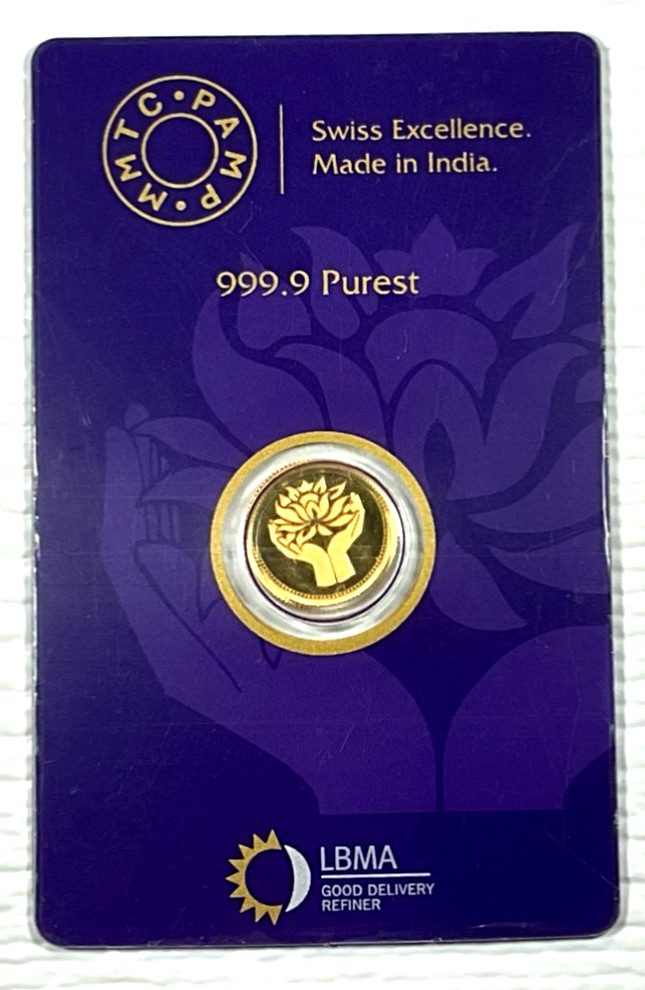 Pamp MMTC Lotus 1 Gram Gold Round – Large Card Assay
