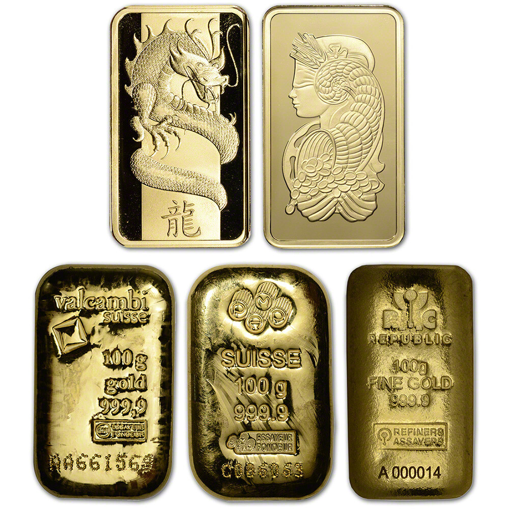 100 gram Gold Bar – Random Brand – Secondary Market – 999.9 Fine
