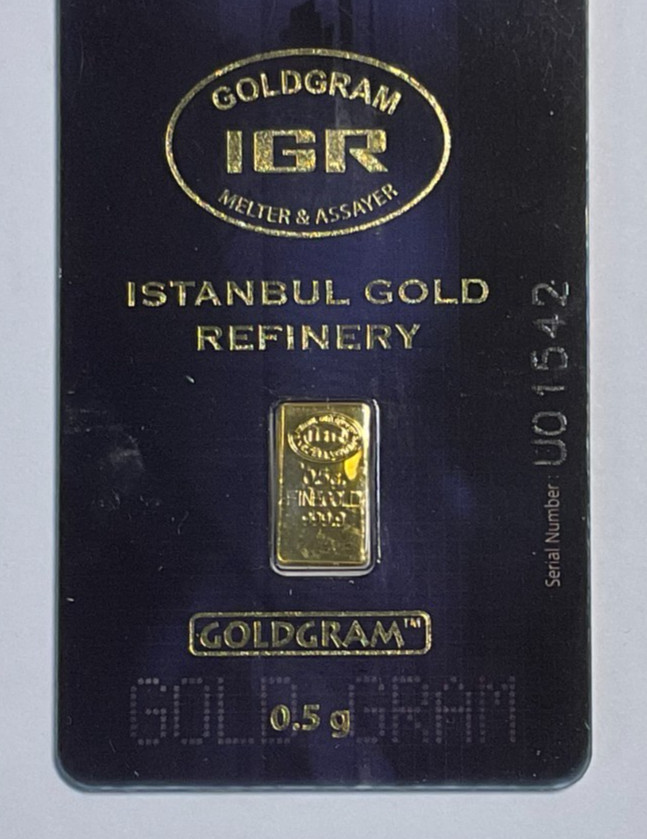 1/2 gram 0.9999 Fine “GoldGram” Bar IGR – 0.5 GRAM Sealed in Assay Card