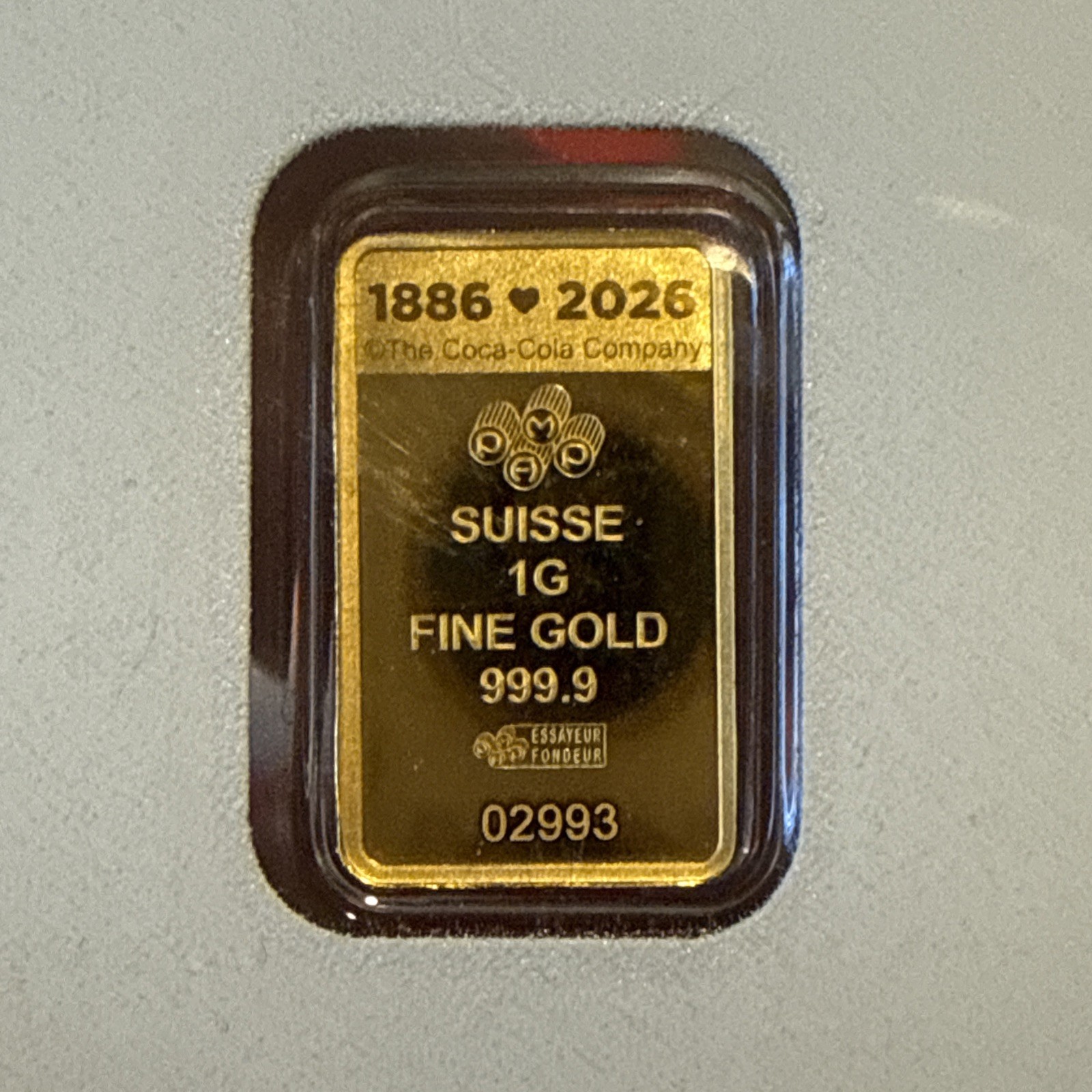 1 Gram Gold Bar PAMP Coca-Cola Valentine’s Love Bar .9999 Assay Actual Bar Pic!
