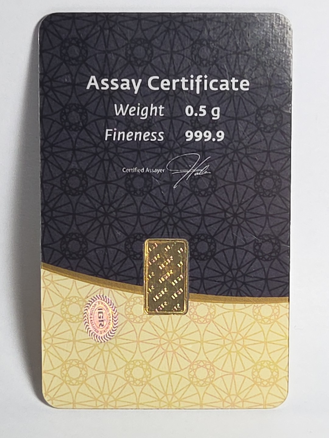 1/2 gram Gold Bar IGR – 0.5 GRAM Sealed in Assay .9999 Fine #681