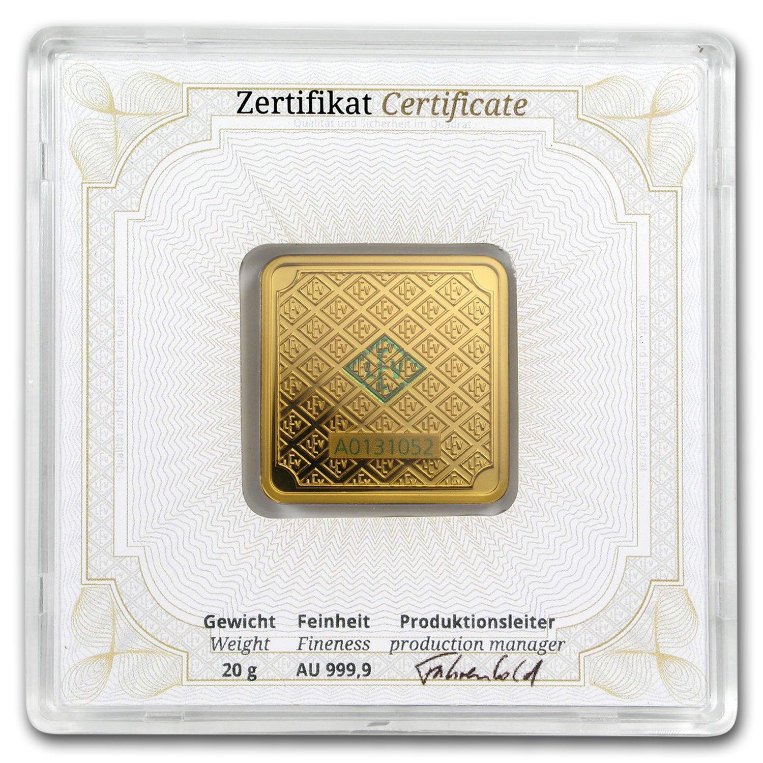 20 gram Gold Bar – Geiger Edelmetalle (Originals Assay) – SKU#155930