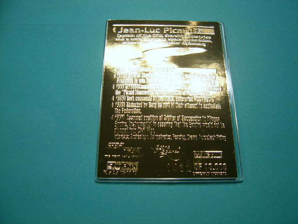 CAPTAIN PICARD STAR TREK NEXT GENERATION 23KT GOLD CARD 1995 SKYBOX COA COOL #2