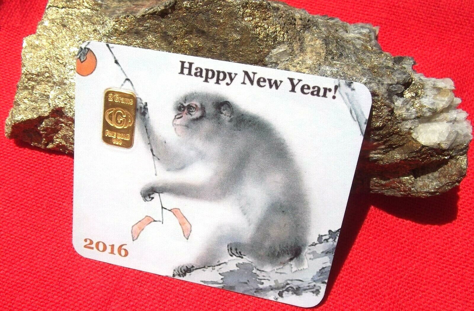 2 gram GOLD CGA BULLION Year of the Monkey 9999 Gold Bar Sealed (In Assay)