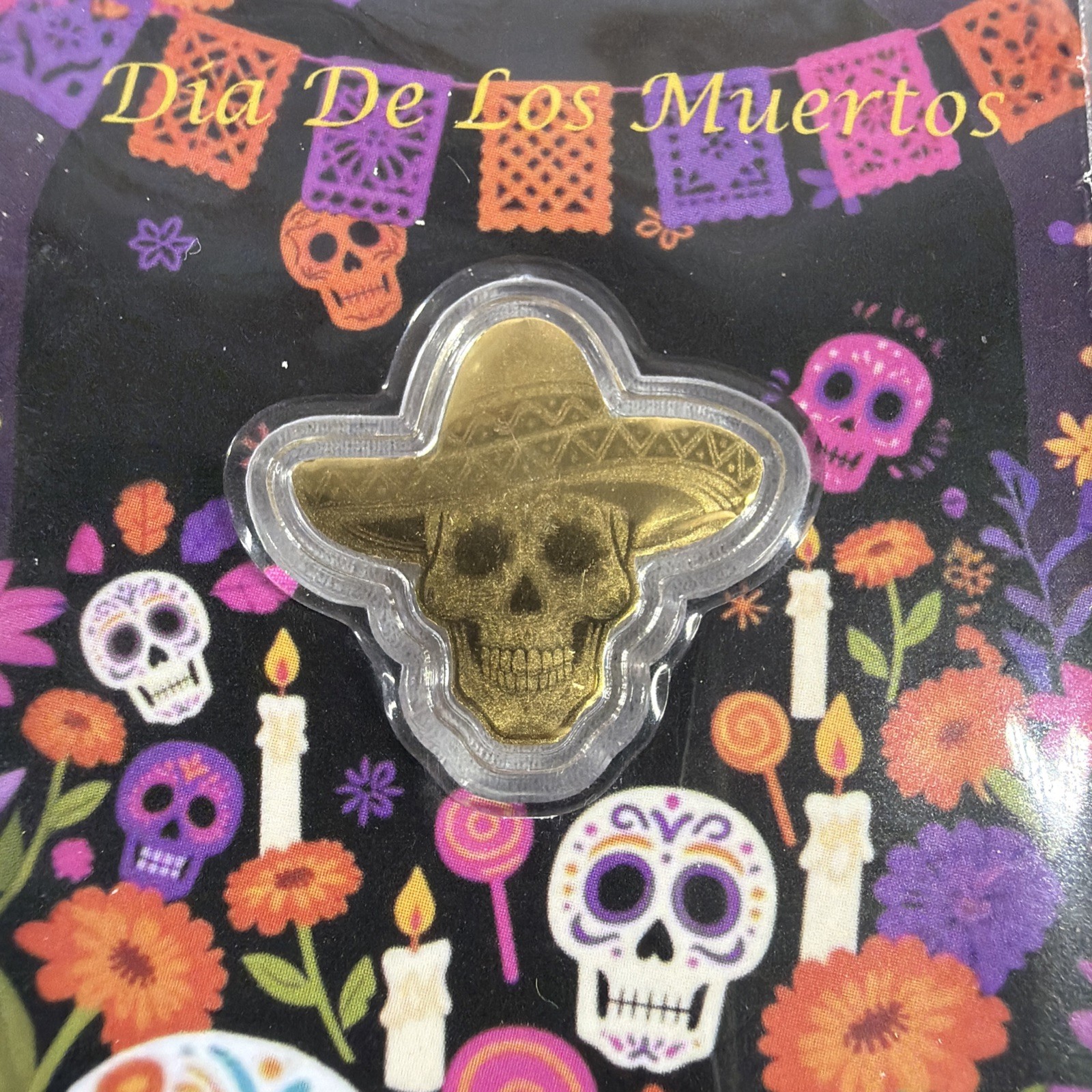 2026 Liberia 1/1000th Gold Carded Dia De Los Muertos Special Shaped with Capsule